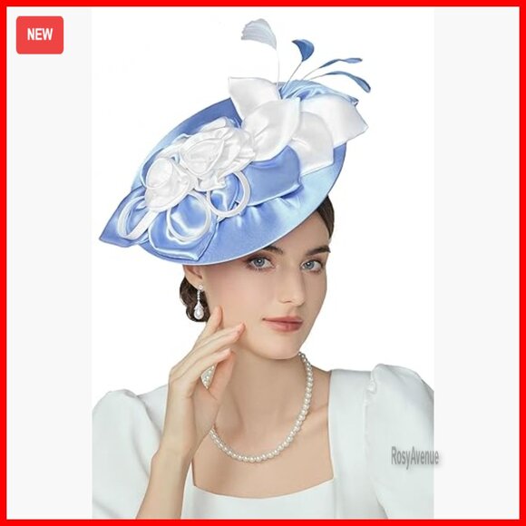Women\'s Derby Pillbox Hat with Flowers and Feathers for Weddings and Parties